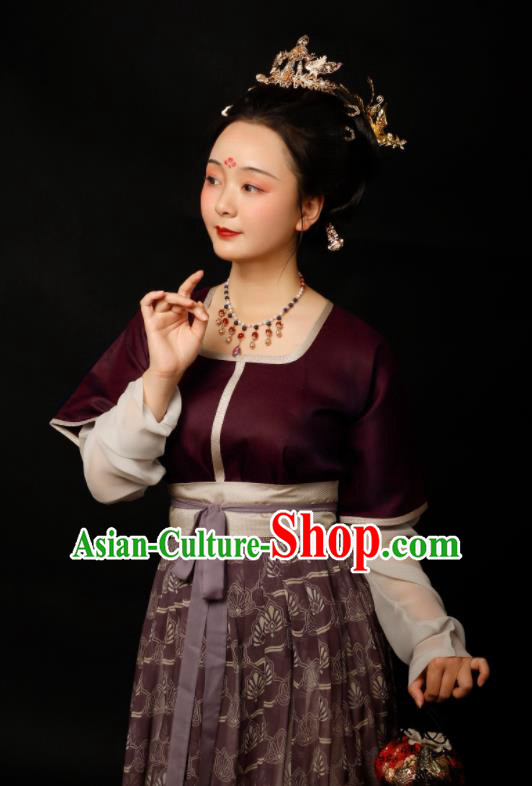Chinese Traditional Tang Dynasty Imperial Consort Hanfu Dress Ancient Drama Court Lady Replica Costumes for Women