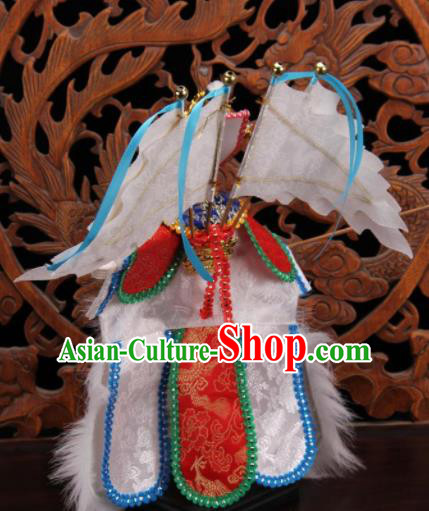 Traditional Chinese Handmade White Clothing Takefu Bai Qi Puppet Marionette Puppets String Puppet Wooden Image Arts Collectibles