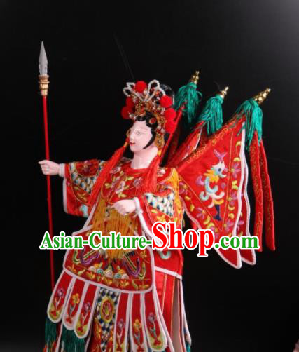 Traditional Chinese Handmade Female General Puppet Marionette Puppets String Puppet Wooden Image Arts Collectibles