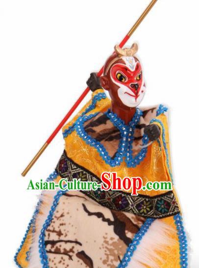 Traditional Chinese Handmade Yellow Handsome Monkey King Puppet Marionette Puppets String Puppet Wooden Image Arts Collectibles