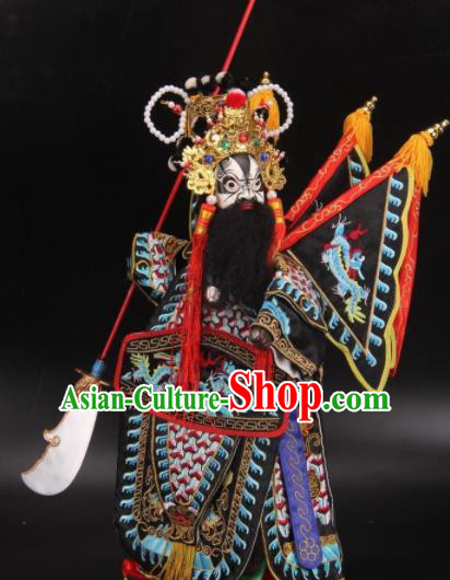 Traditional Chinese Black General Xiang Yu Marionette Puppets Handmade Puppet String Puppet Wooden Image Arts Collectibles