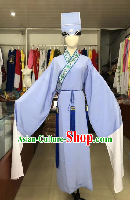 Traditional Chinese Huangmei Opera Niche Costumes Ancient Scholar Lilac Robe for Men