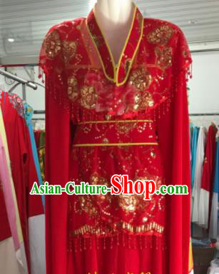 Traditional Chinese Handmade Beijing Opera Diva Red Dress Ancient Peri Princess Costumes for Women
