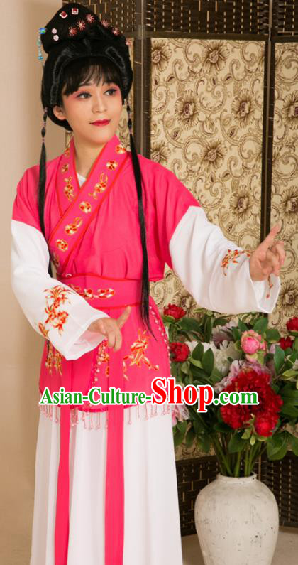 Traditional Chinese Handmade Beijing Opera Young Lady Rosy Dress Ancient Maidservants Costumes for Women
