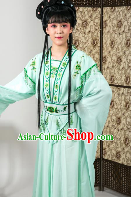 Handmade Traditional Chinese Beijing Opera Diva Green Dress Ancient Nobility Lady Costumes for Women