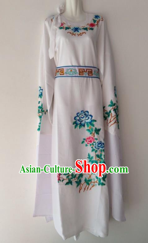Traditional Chinese Huangmei Opera Niche White Robe Ancient Gifted Scholar Costume for Men