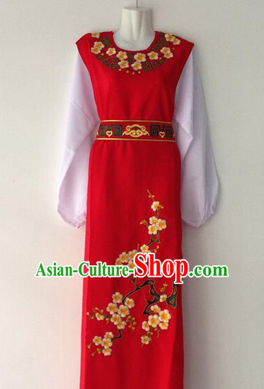 Traditional Chinese Huangmei Opera Niche Embroidered Plum Red Robe Ancient Gifted Scholar Costume for Men