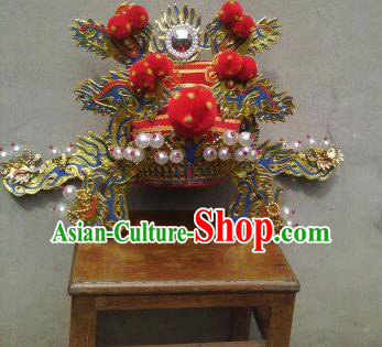 Traditional Chinese Beijing Opera Chancellor Hat Ancient Prime Minister Helmet Headwear for Men