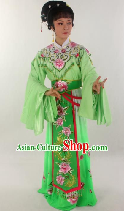 Handmade Traditional Chinese Beijing Opera Hua Tan Diva Green Dress Ancient Imperial Consort Costumes for Women