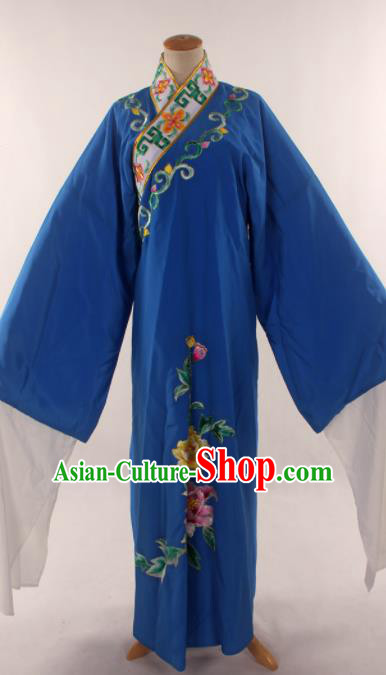 Traditional Chinese Huangmei Opera Niche Embroidered Blue Robe Ancient Gifted Scholar Costume for Men
