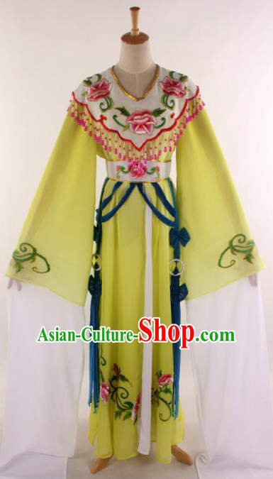 Handmade Traditional Chinese Beijing Opera Princess Yellow Dress Ancient Court Lady Costumes for Women