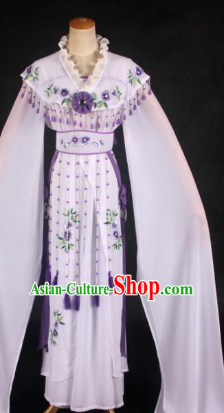 Handmade Traditional Chinese Beijing Opera Princess White Dress Ancient Court Lady Costumes for Women