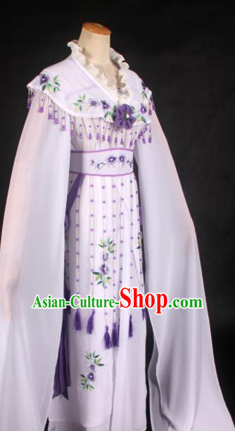 Handmade Traditional Chinese Beijing Opera Princess White Dress Ancient Court Lady Costumes for Women
