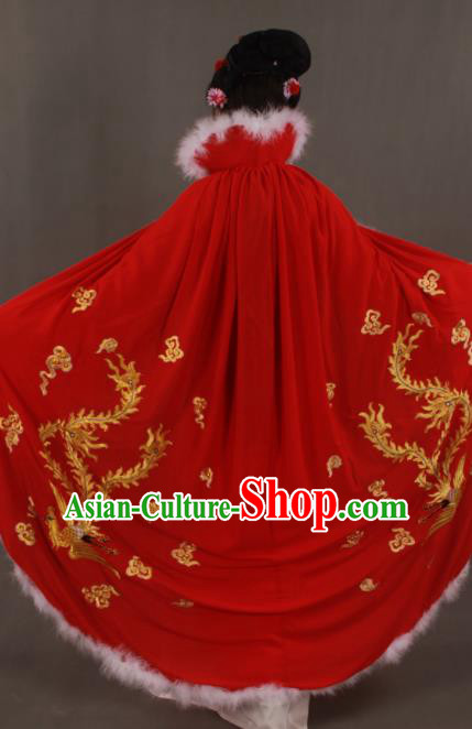Traditional Chinese Peking Opera Actress Red Cloak Ancient Imperial Consort Wang Zhaojun Costume for Women
