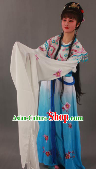 Traditional Chinese Peking Opera Actress Blue Dress Ancient Imperial Princess Costume for Women