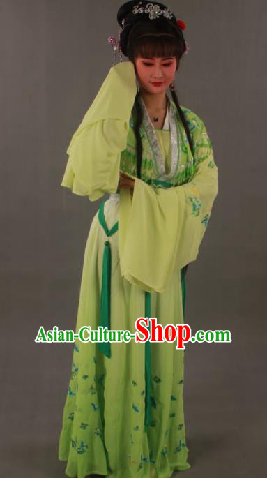Traditional Chinese Peking Opera Actress Zhu Yingtai Light Green Dress Ancient Aristocratic Miss Costume for Women