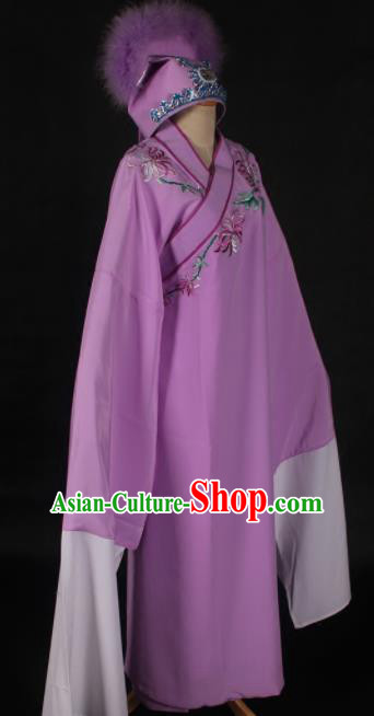 Traditional Chinese Huangmei Opera Niche Purple Robe Ancient Madam White Snake Xu Xian Costume for Men