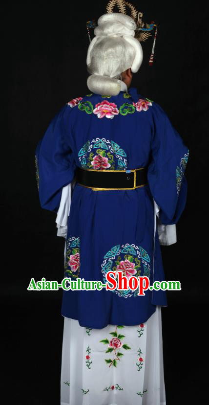 Traditional Chinese Peking Opera Stand By Blue Dress Ancient Dowager Countess Costume for Women
