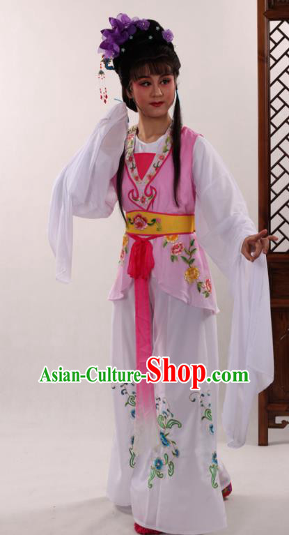 Traditional Chinese Peking Opera Maidservants Pink Dress Ancient Servant Girl Costume for Women