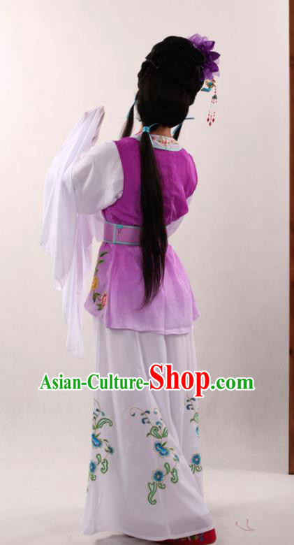 Traditional Chinese Peking Opera Maidservants Purple Dress Ancient Servant Girl Costume for Women