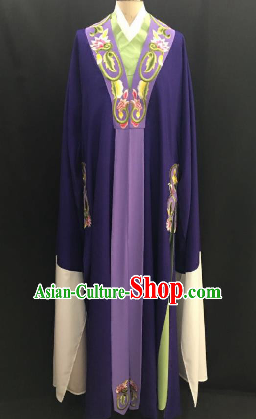 Traditional Chinese Huangmei Opera Niche Purple Robe Ancient Romance of the Western Chamber Scholar Costume for Men