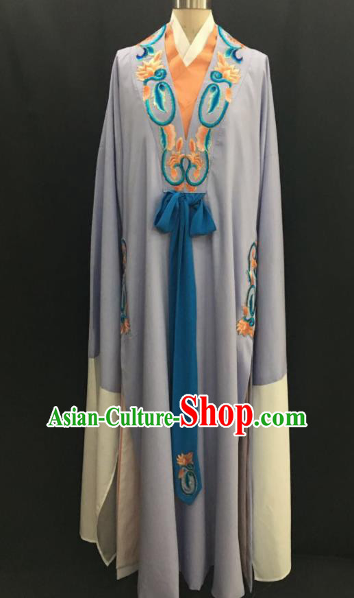 Traditional Chinese Huangmei Opera Niche Grey Robe Ancient Romance of the Western Chamber Scholar Costume for Men