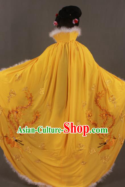 Traditional Chinese Peking Opera Actress Yellow Cloak Ancient Imperial Consort Wang Zhaojun Costume for Women