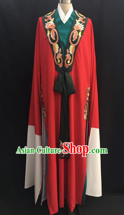 Traditional Chinese Huangmei Opera Niche Red Robe Ancient Romance of the Western Chamber Scholar Costume for Men