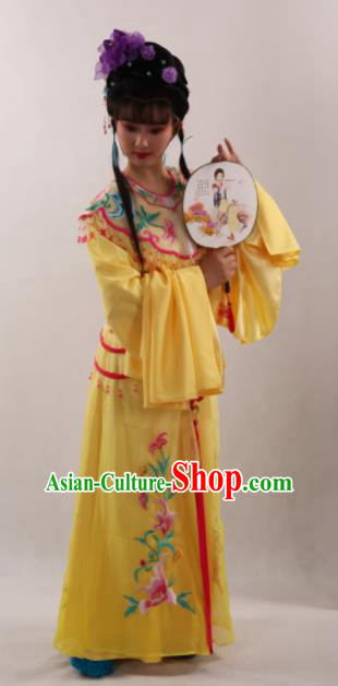 Traditional Chinese Peking Opera Diva Yellow Dress Ancient Goddess Princess Costume for Women