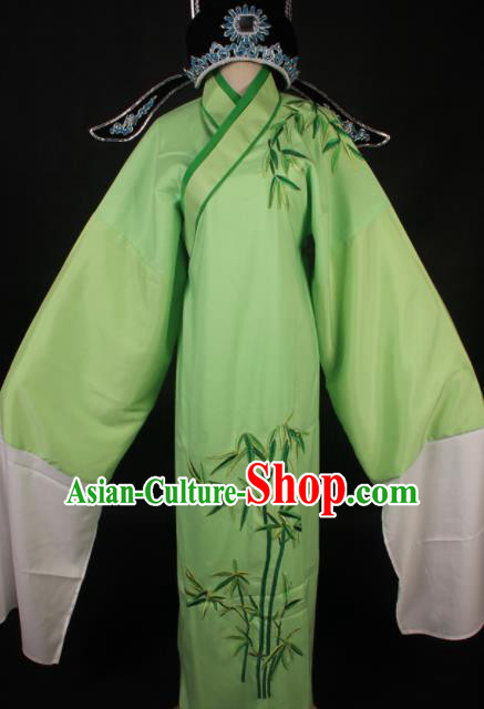 Traditional Chinese Shaoxing Opera Niche Green Robe Ancient Gifted Scholar Embroidered Costume for Men