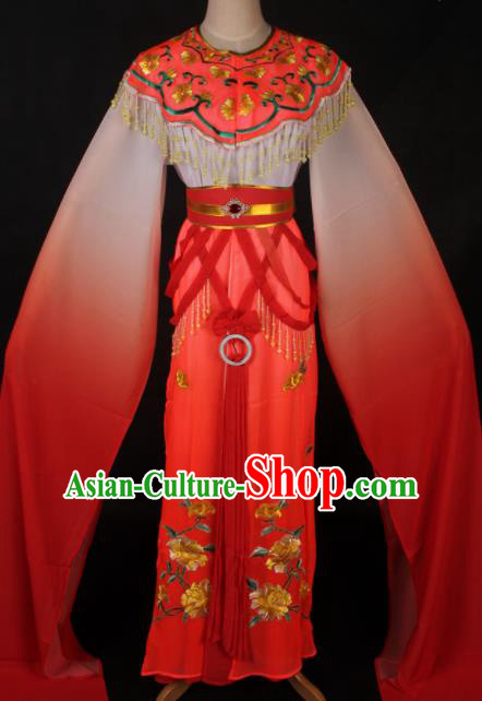 Traditional Chinese Shaoxing Opera Princess Orange Dress Ancient Peking Opera Diva Fairy Costume for Women