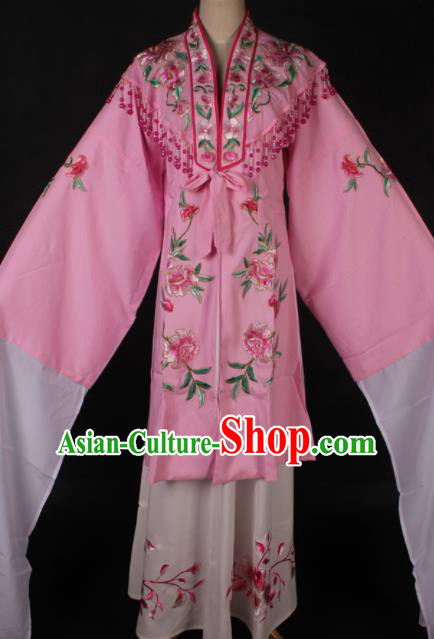 Traditional Chinese Shaoxing Opera Embroidered Pink Dress Ancient Peking Opera Diva Costume for Women