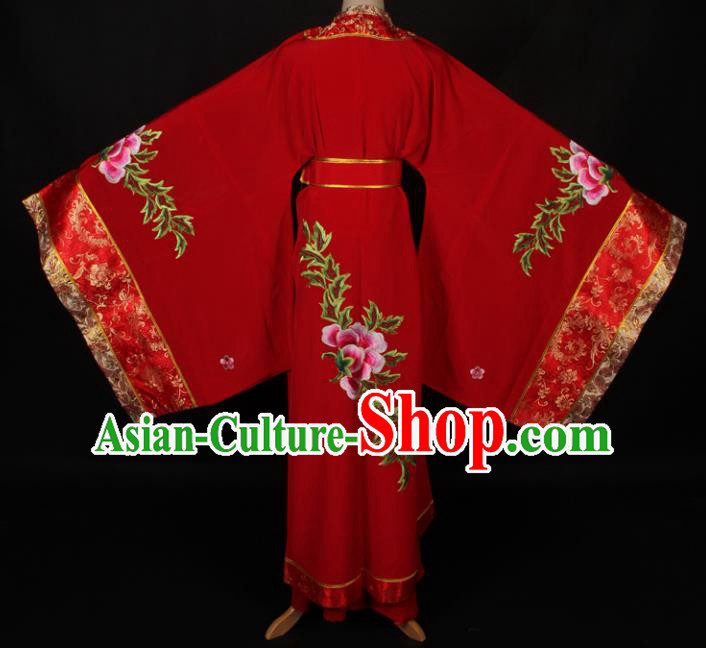 Traditional Chinese Shaoxing Opera Queen Embroidered Red Dress Ancient Peking Opera Diva Costume for Women