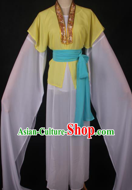 Traditional Chinese Shaoxing Opera Maidservants Yellow Dress Ancient Peking Opera Village Girl Costume for Women