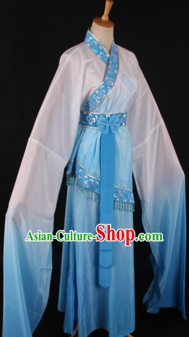 Chinese Traditional Shaoxing Opera Blue Dress Ancient Peking Opera Maidservant Xi Shi Costume for Women
