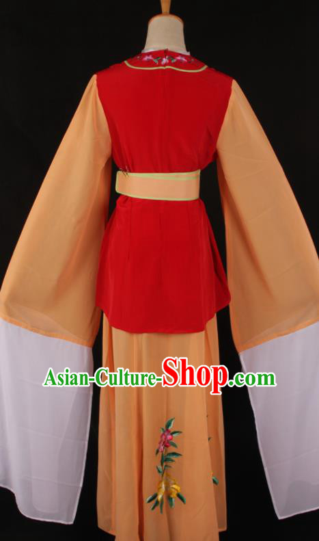 Chinese Traditional Shaoxing Opera A Dream in Red Mansions Orange Dress Ancient Peking Opera Maidservant Costume for Women
