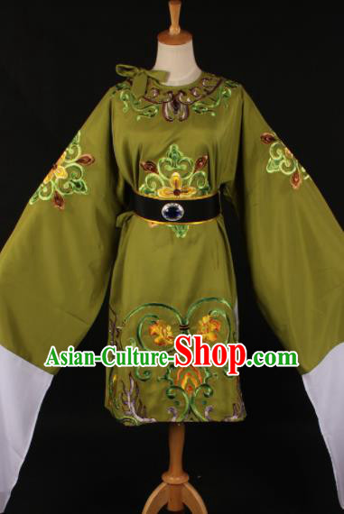 Chinese Traditional Shaoxing Opera Dowager Countess Olive Green Dress Ancient Peking Opera Costume for Women