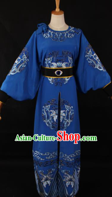 Traditional Chinese Shaoxing Opera Takefu Blue Clothing Ancient Imperial Bodyguard Costume for Men