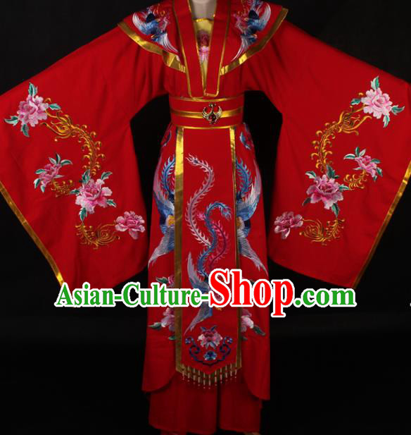 Traditional Chinese Shaoxing Opera Diva Red Dress Ancient Peking Opera Queen Costume for Women
