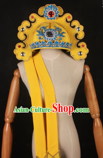 Traditional Chinese Shaoxing Opera Niche Yellow Hat Ancient Scholar Headwear for Men
