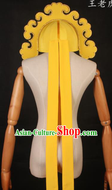 Traditional Chinese Shaoxing Opera Niche Yellow Hat Ancient Scholar Headwear for Men