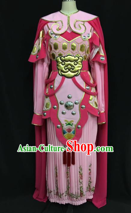 Traditional Chinese Shaoxing Opera Female General Pink Clothing Ancient Peking Opera Blues Costume for Women