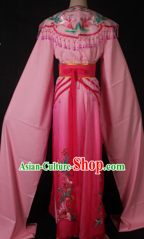Traditional Chinese Shaoxing Opera Peri Princess Pink Dress Ancient Peking Opera Diva Costume for Women