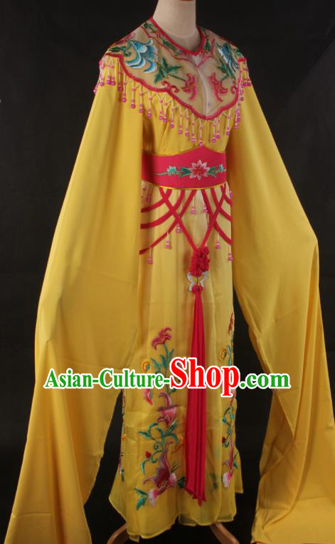 Traditional Chinese Shaoxing Opera Peri Princess Yellow Dress Ancient Peking Opera Diva Costume for Women