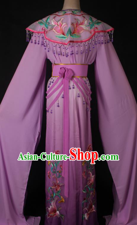Traditional Chinese Shaoxing Opera Peri Princess Purple Dress Ancient Peking Opera Diva Costume for Women