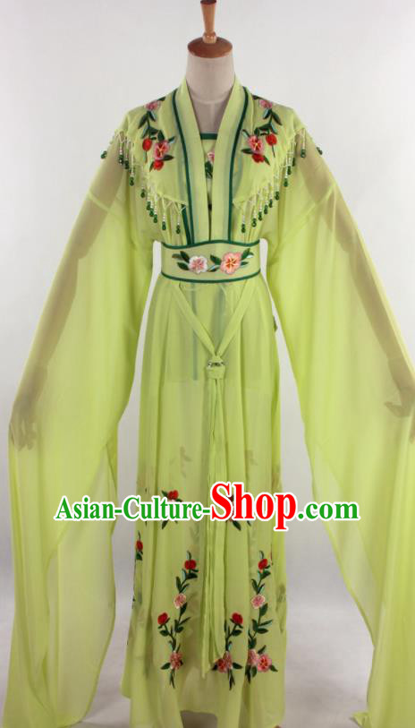Chinese Traditional Shaoxing Opera Diva Goddess Greenyellow Dress Ancient Peking Opera Actress Costume for Women