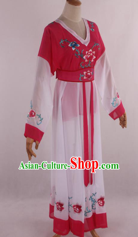 Chinese Traditional Shaoxing Opera Young Lady Rosy Dress Ancient Peking Opera Maidservant Costume for Women