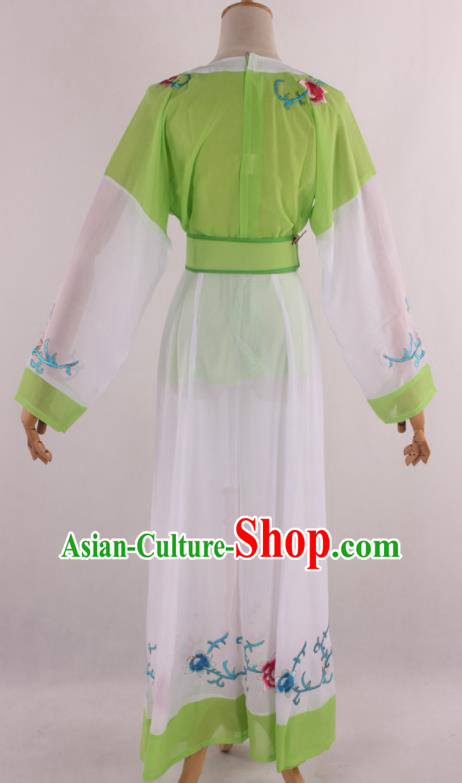 Chinese Traditional Shaoxing Opera Young Lady Green Dress Ancient Peking Opera Maidservant Costume for Women