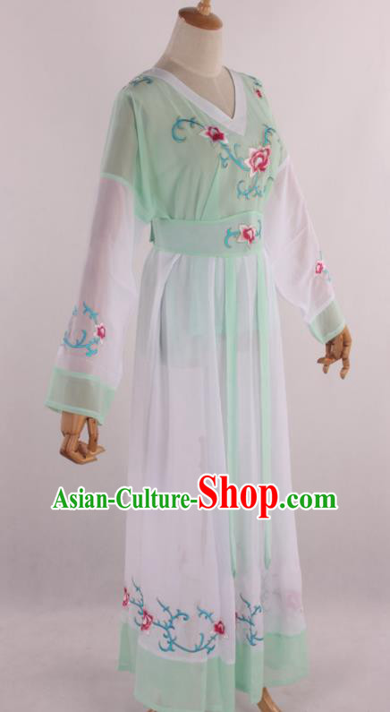 Chinese Traditional Shaoxing Opera Young Lady Aqua Green Dress Ancient Peking Opera Maidservant Costume for Women