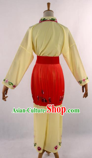 Chinese Traditional Beijing Opera Servant Girl Yellow Clothing Ancient Peking Opera Young Lady Costume for Women